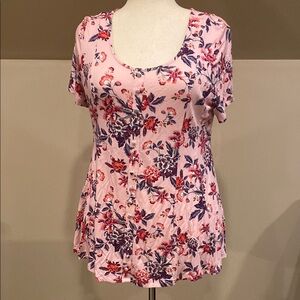 Pink Ruffled Short Sleeve Blouse, torrid size 1 (14/16)
